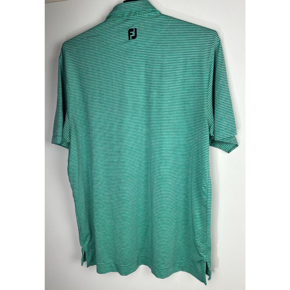 ✨2/$20 FOOTJOY FJ Golf Polo Shirt Striped Green Short Sleeve Athletic Mens Large - Picture 7 of 8